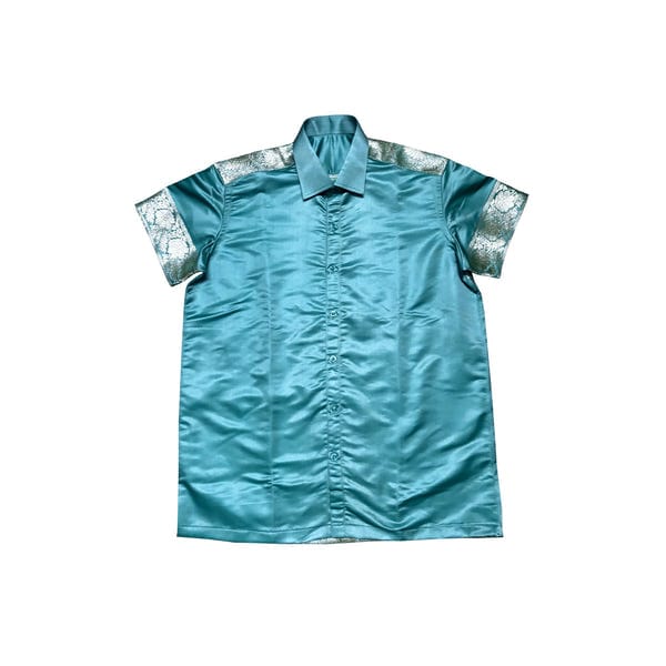 AISHR The Store — Luxe Blue Brocade Shirt