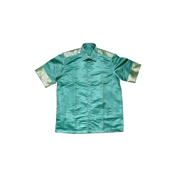 AISHR The Store — Blue Brocade Shirt