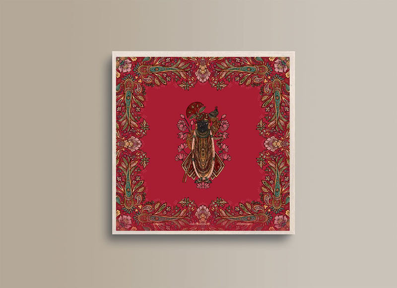 Pichhwai 7 - Srinathji in red florals