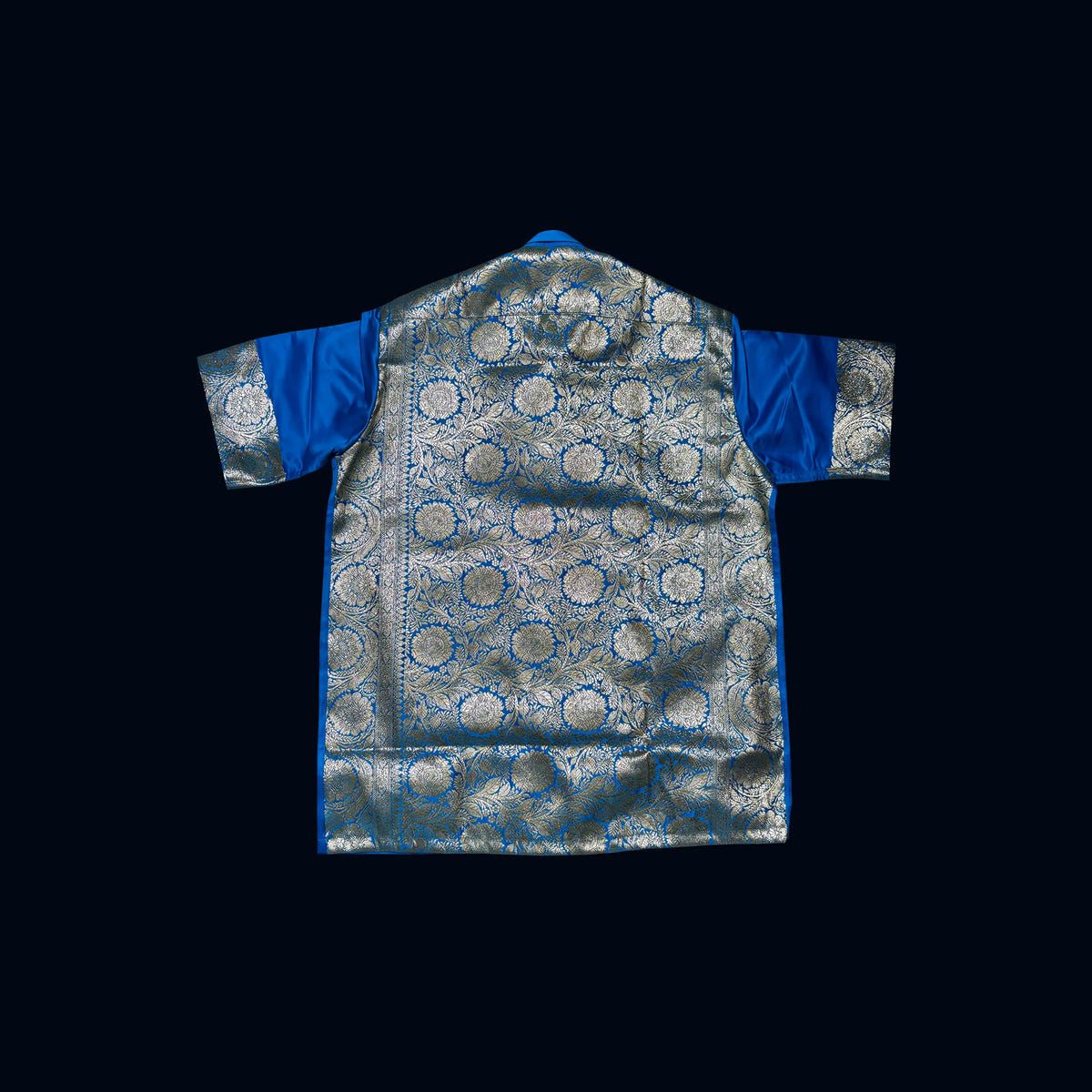 Majestic Blue Brocade Shirt - image 2