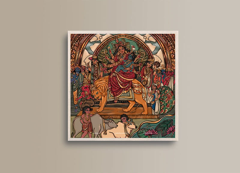 Durga Devi and other gods together