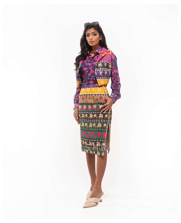 AISHR The Store — Ooty Roja Shirt with Power Quilted Skirt and Power Quilted Vest Set