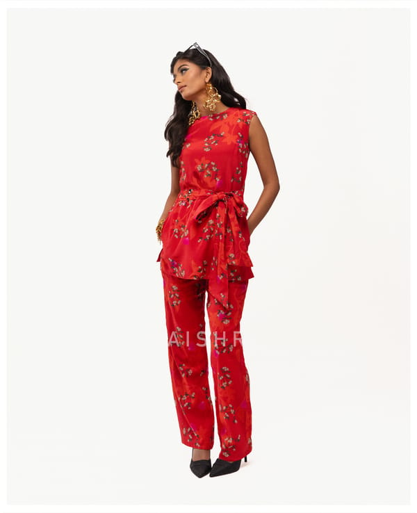 AISHR The Store — Red Jasmine Co-ord Set