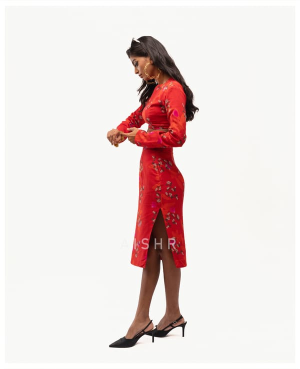 AISHR The Store — Red Jasmine Skirt Set