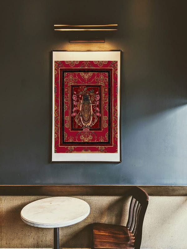 AISHR The Store — Pichhwai 12 - Srinathji set in a red background