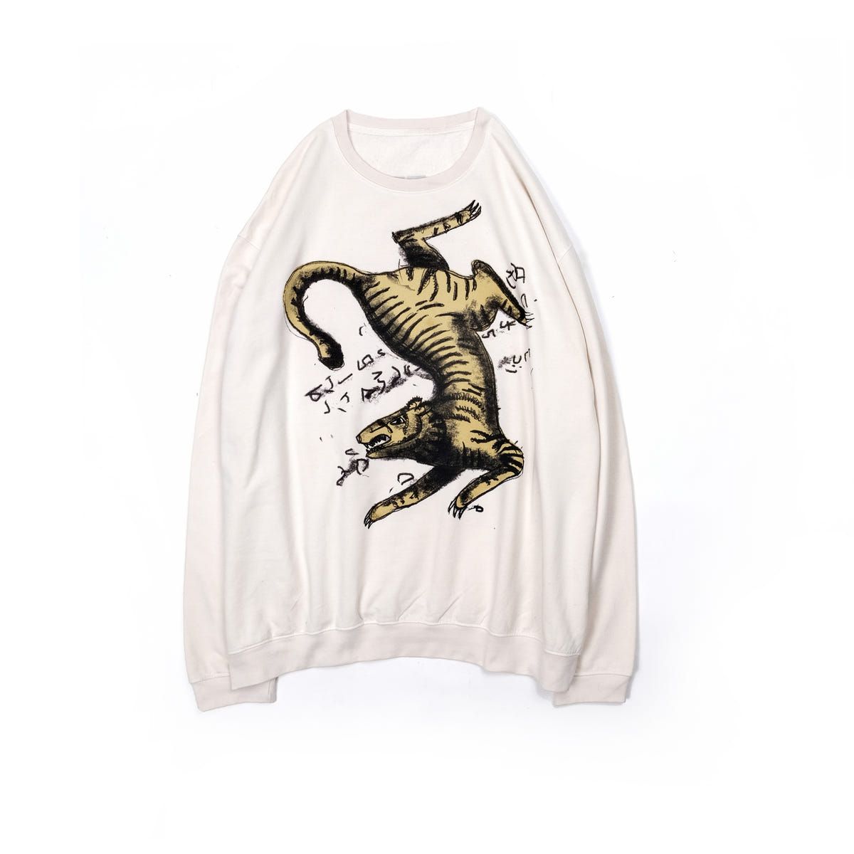 oversized printed organic cotton crew neck in Ecru - image 1