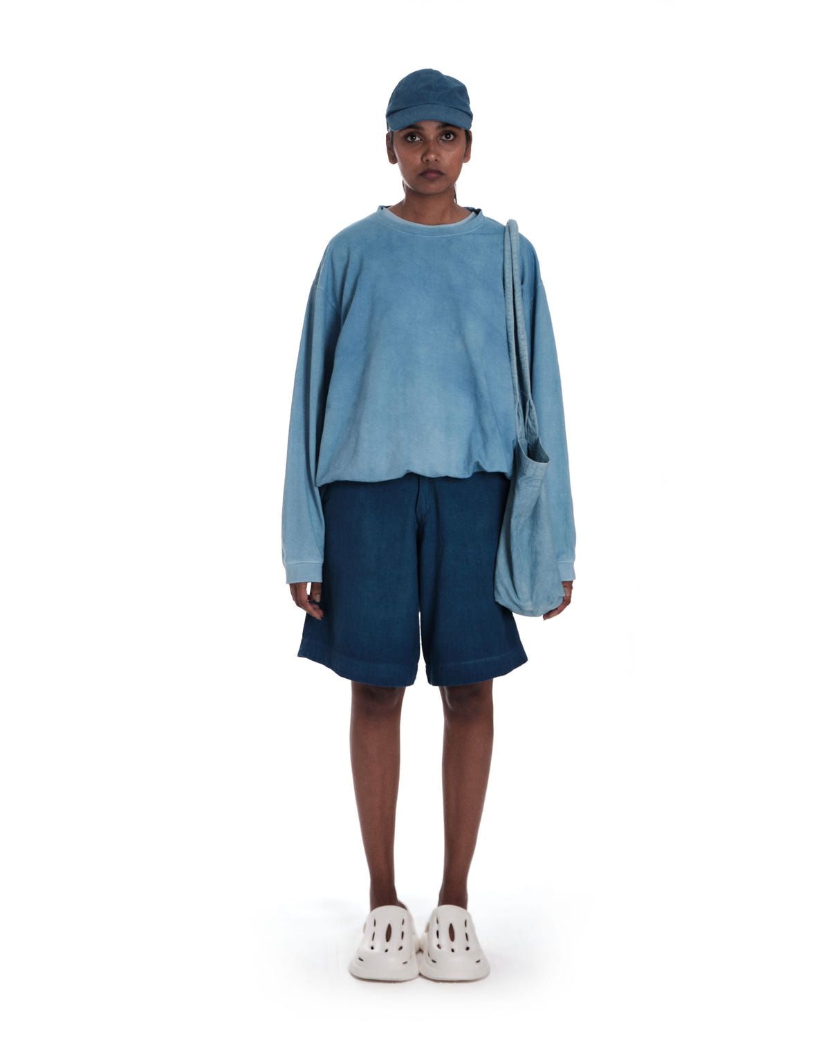 oversized organic cotton crew neck in light indigo - image 2