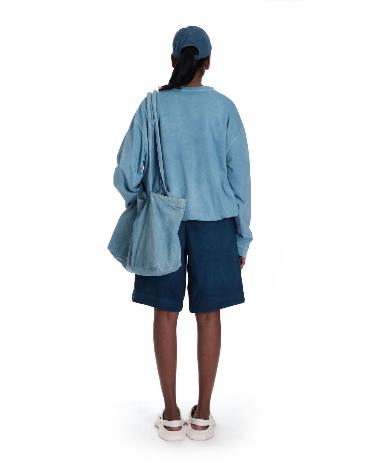 oversized organic cotton crew neck in light indigo - image 3