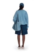 oversized organic cotton crew neck in light indigo view 3