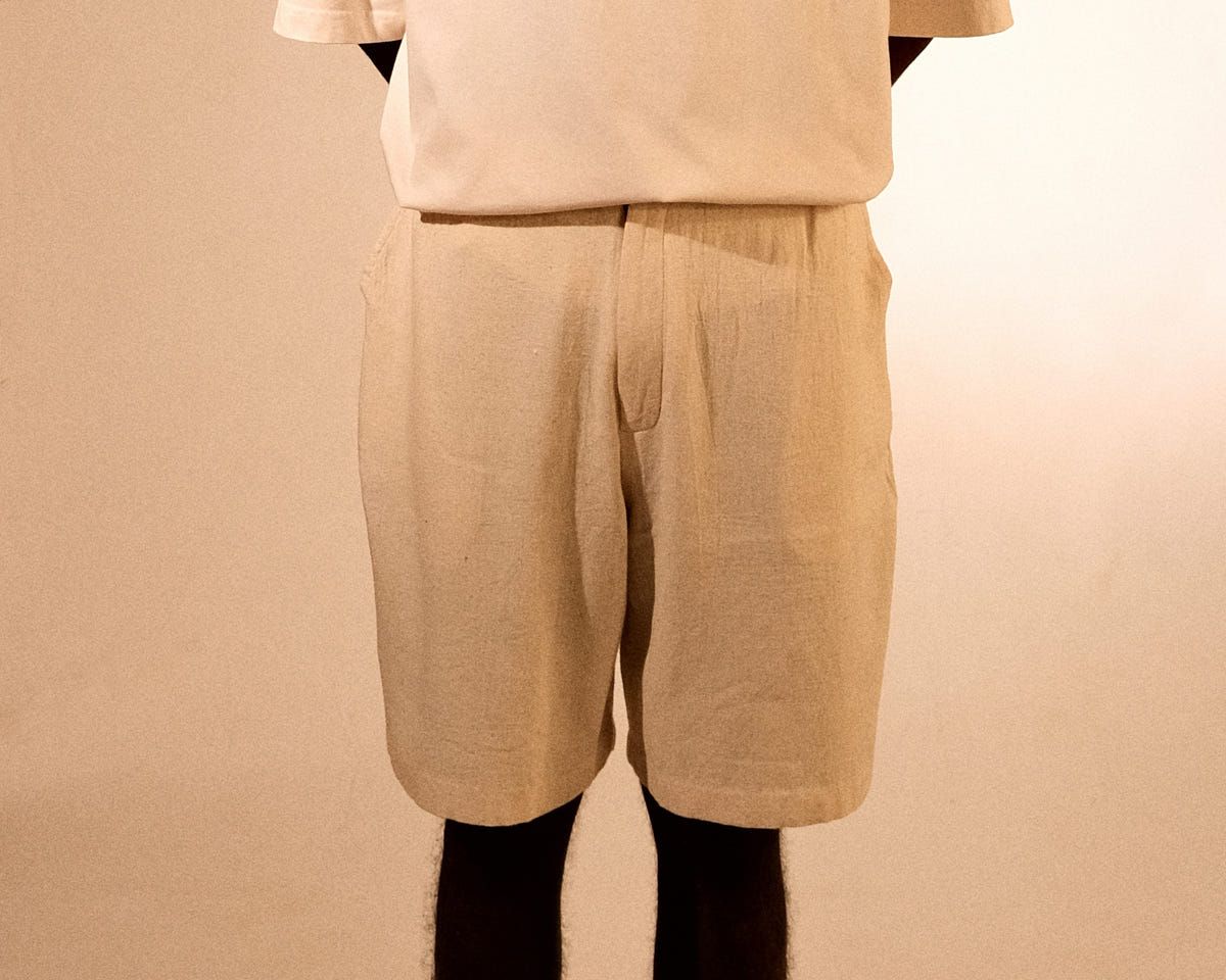 plain unisex shorts in ecru - image 2