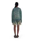 oversized organic cotton crew neck in forest green view 2
