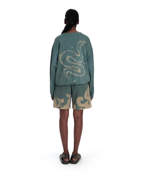 bakr — oversized organic cotton crew neck in forest green