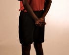plain unisex shorts in rust black view 5