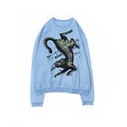 oversized printed organic cotton crew neck in Light Indigo view 1
