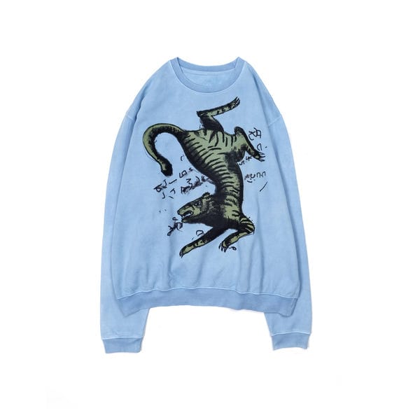 bakr — oversized printed organic cotton crew neck in Light Indigo