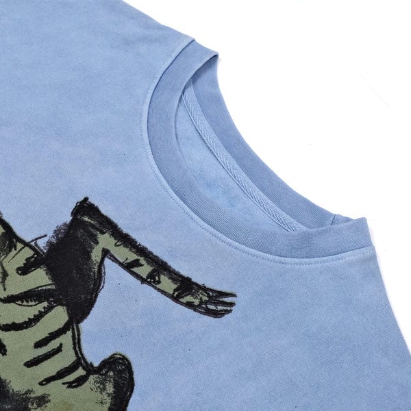bakr — oversized printed organic cotton crew neck in Light Indigo