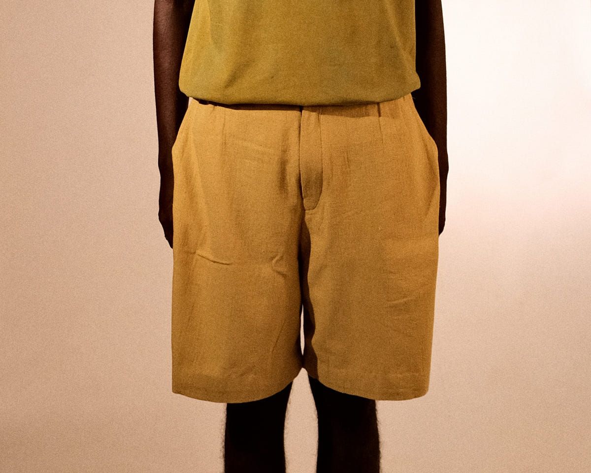 plain unisex shorts in lemon yellow - image 2