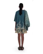 oversized organic cotton printed t-shirt in forest teal view 2