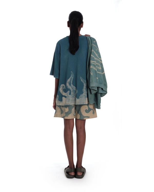 bakr — oversized organic cotton printed t-shirt in forest teal