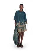 oversized organic cotton printed t-shirt in forest teal view 5