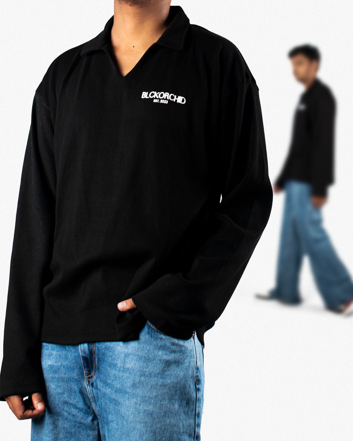 Johnny Collar Ribbed T-Shirt Black - image 1