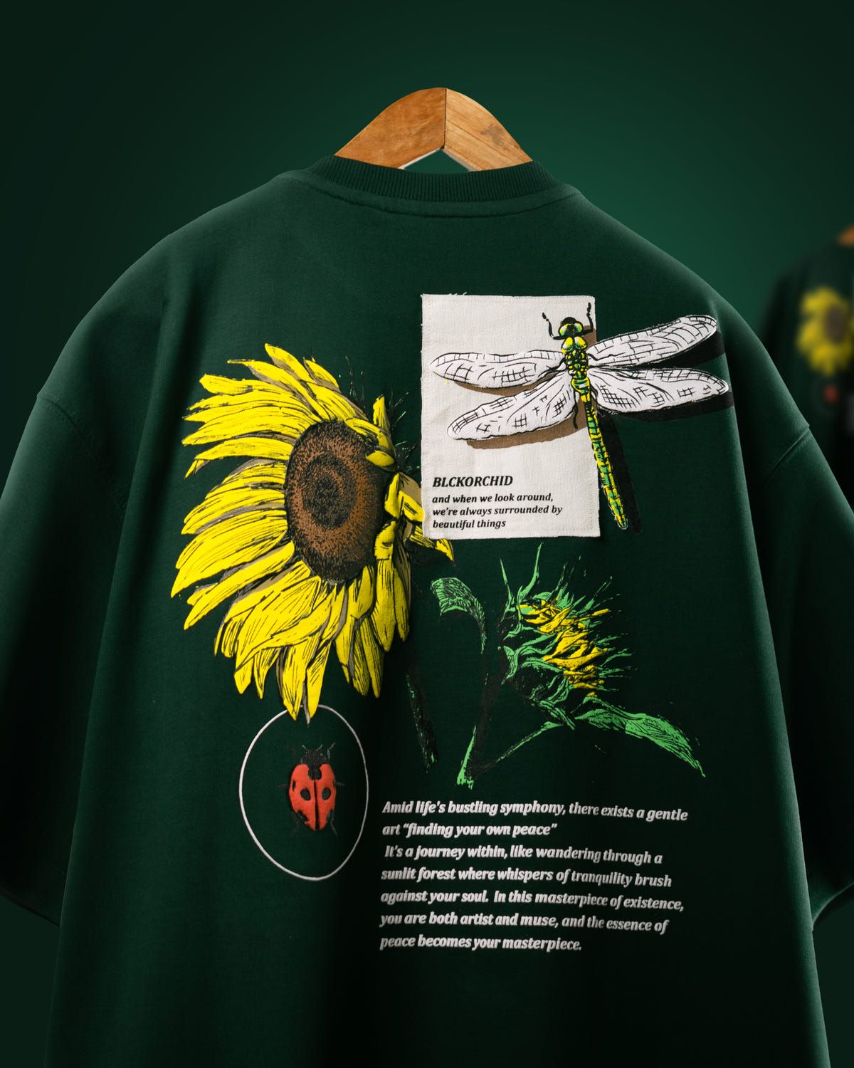 FINDING PEACE 2.0 T-SHIRT [FOREST GREEN] - image 1