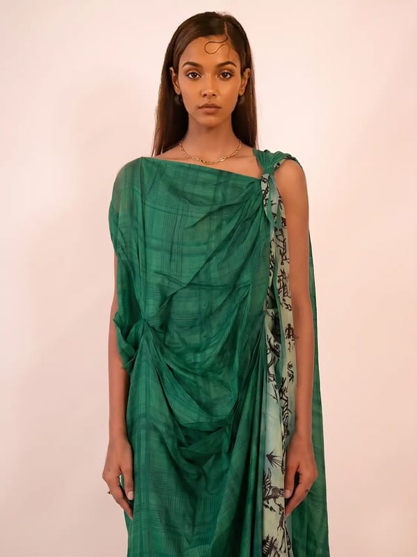 BODEMENTS — EMERALD DRAPE DRESS | Dress | S-M