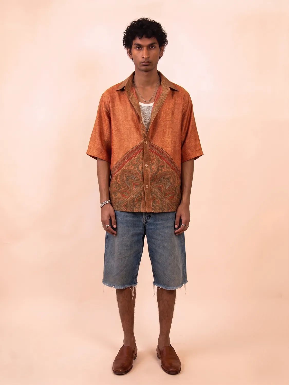 RAGA VI | Oversized Orange Printed Shirt | M - image 1