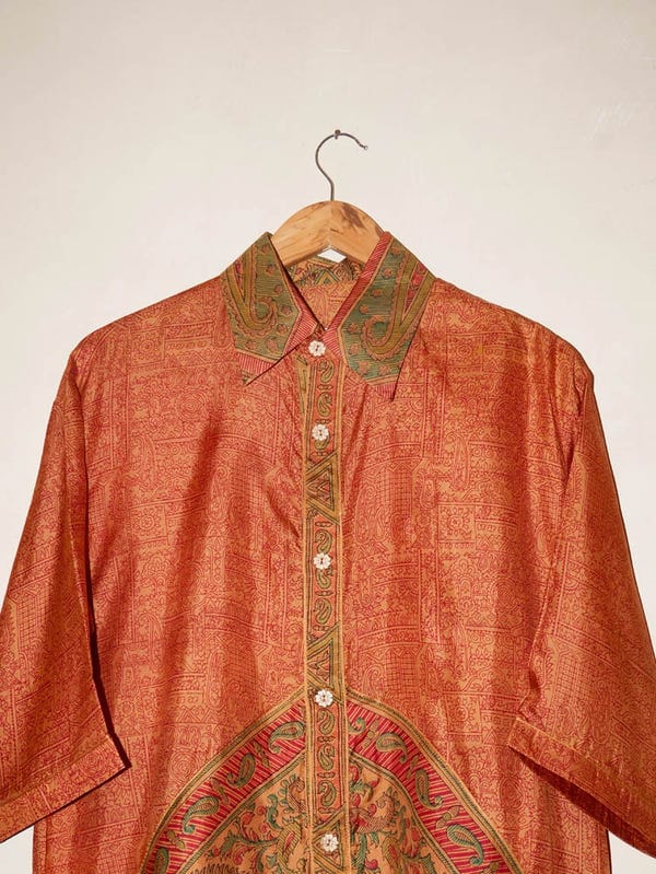 BODEMENTS — RAGA VI | Oversized Orange Printed Shirt | M