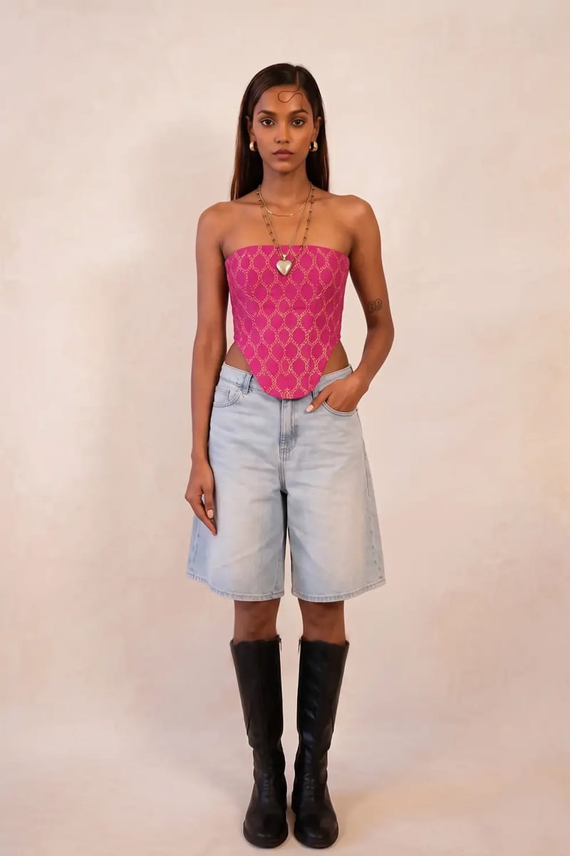 FALAK I | Silk Brocade Tube Corset | S-M