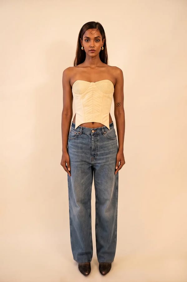BODEMENTS — VANA V| Off-White Cording Detail Corset | S-M