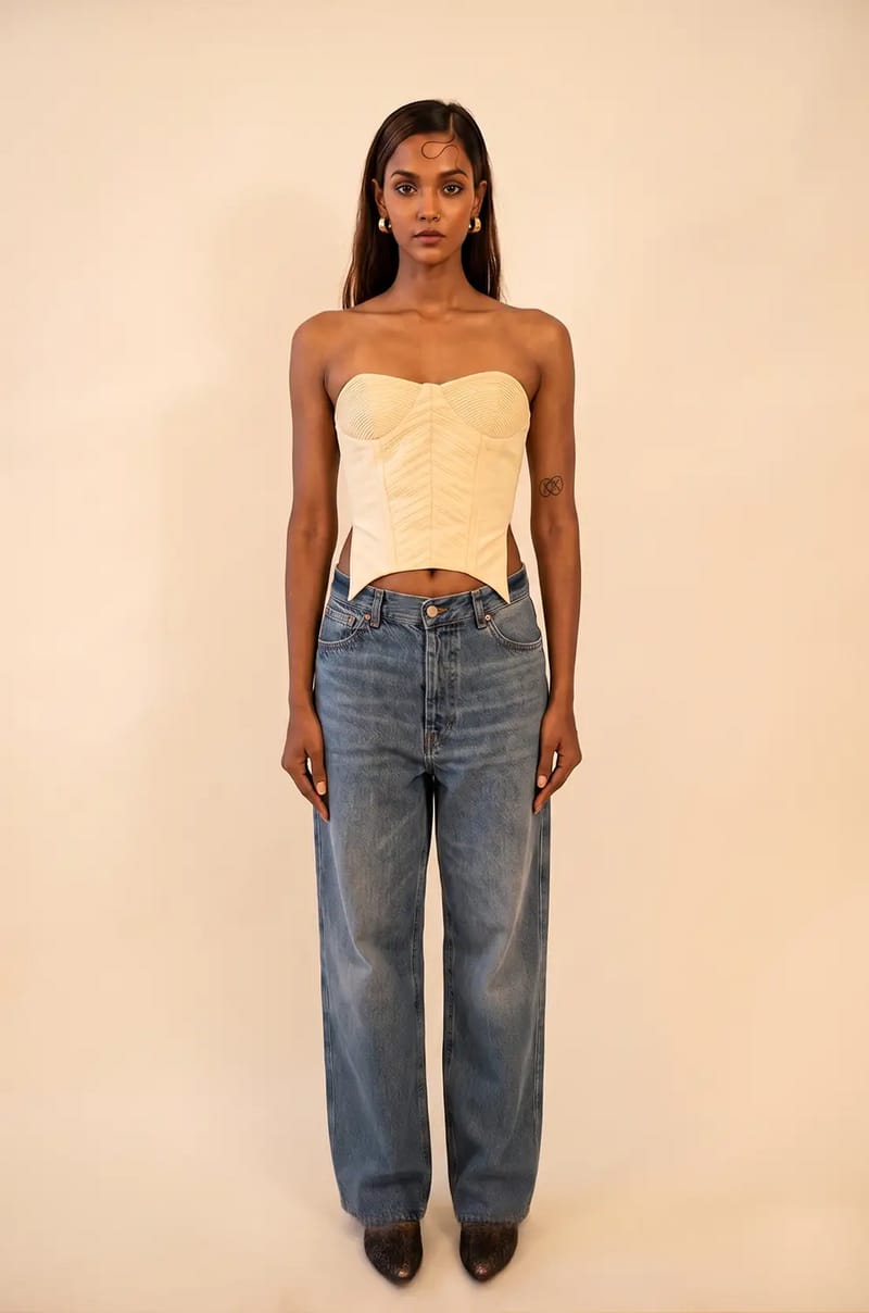 VANA V| Off-White Cording Detail Corset | S-M