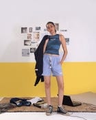 Rope Embroidered Blue Tank Top view 2