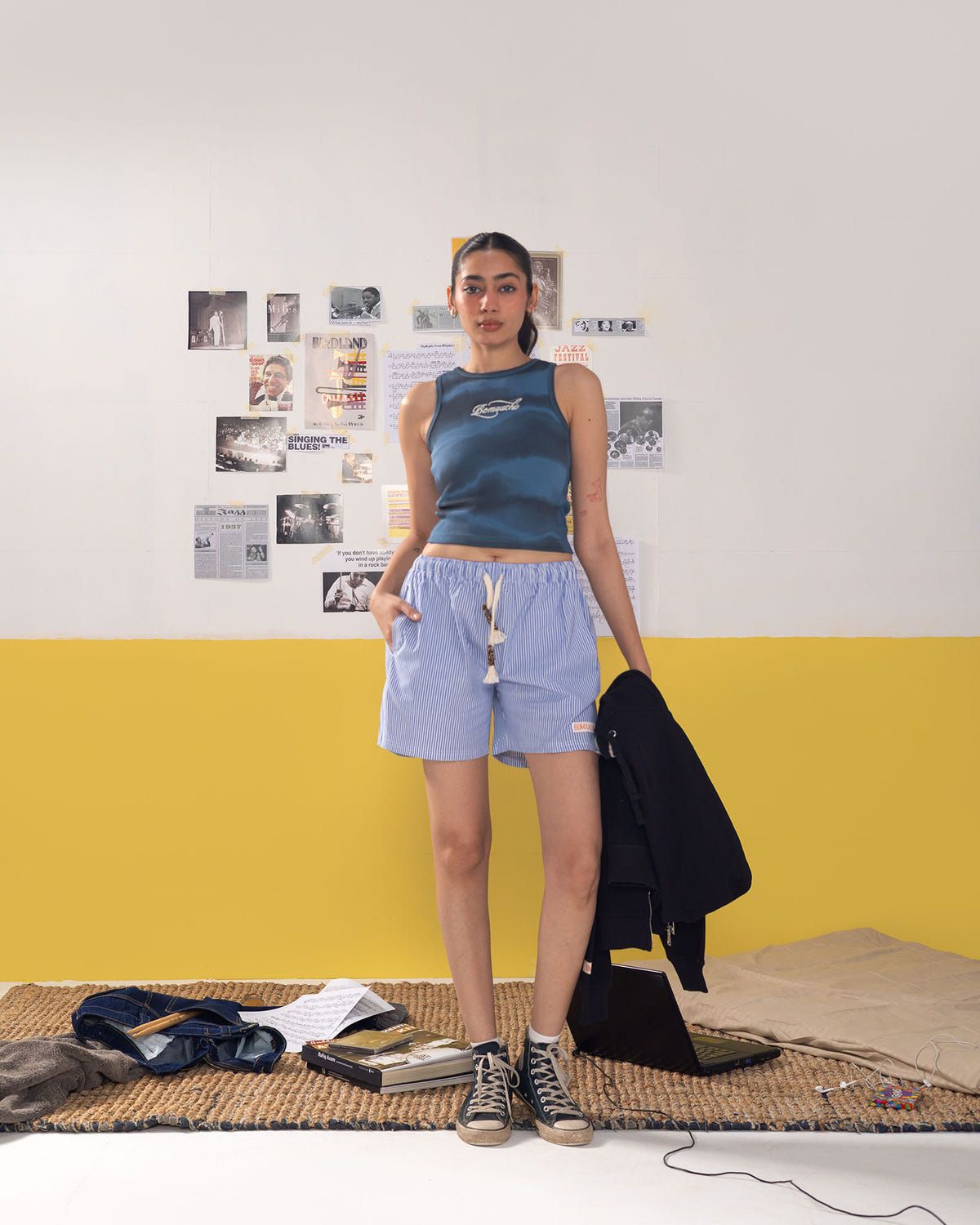 Rope Embroidered Blue Tank Top - image 3