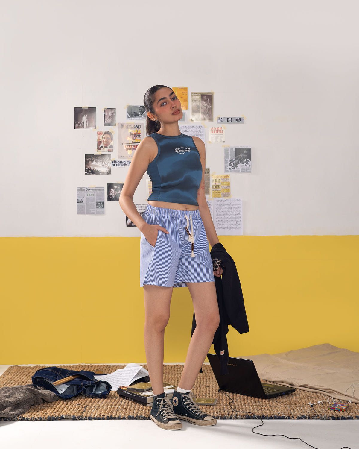 Rope Embroidered Blue Tank Top - image 5