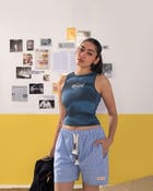 Rope Embroidered Blue Tank Top view 6