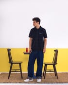 Textured Polo Black T-shirt (Regular Fit) view 2