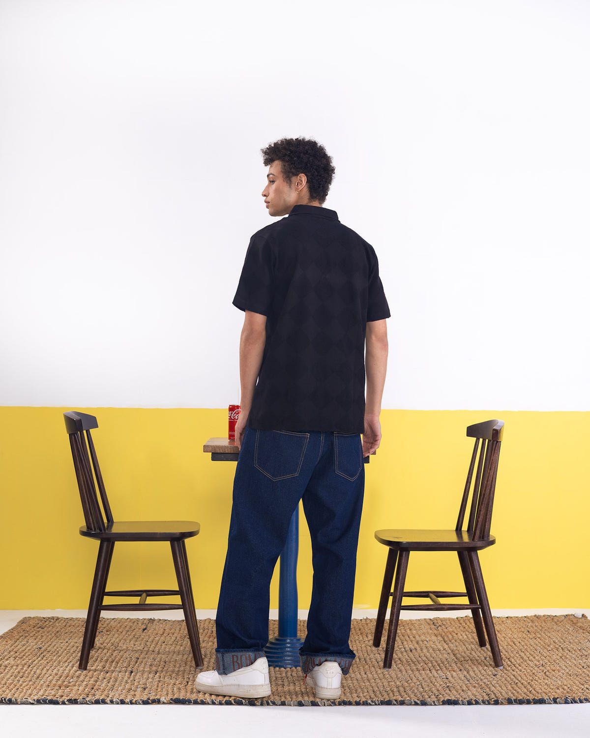 Textured Polo Black T-shirt (Regular Fit) - image 3