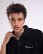 Textured Polo Black T-shirt (Regular Fit) view 4