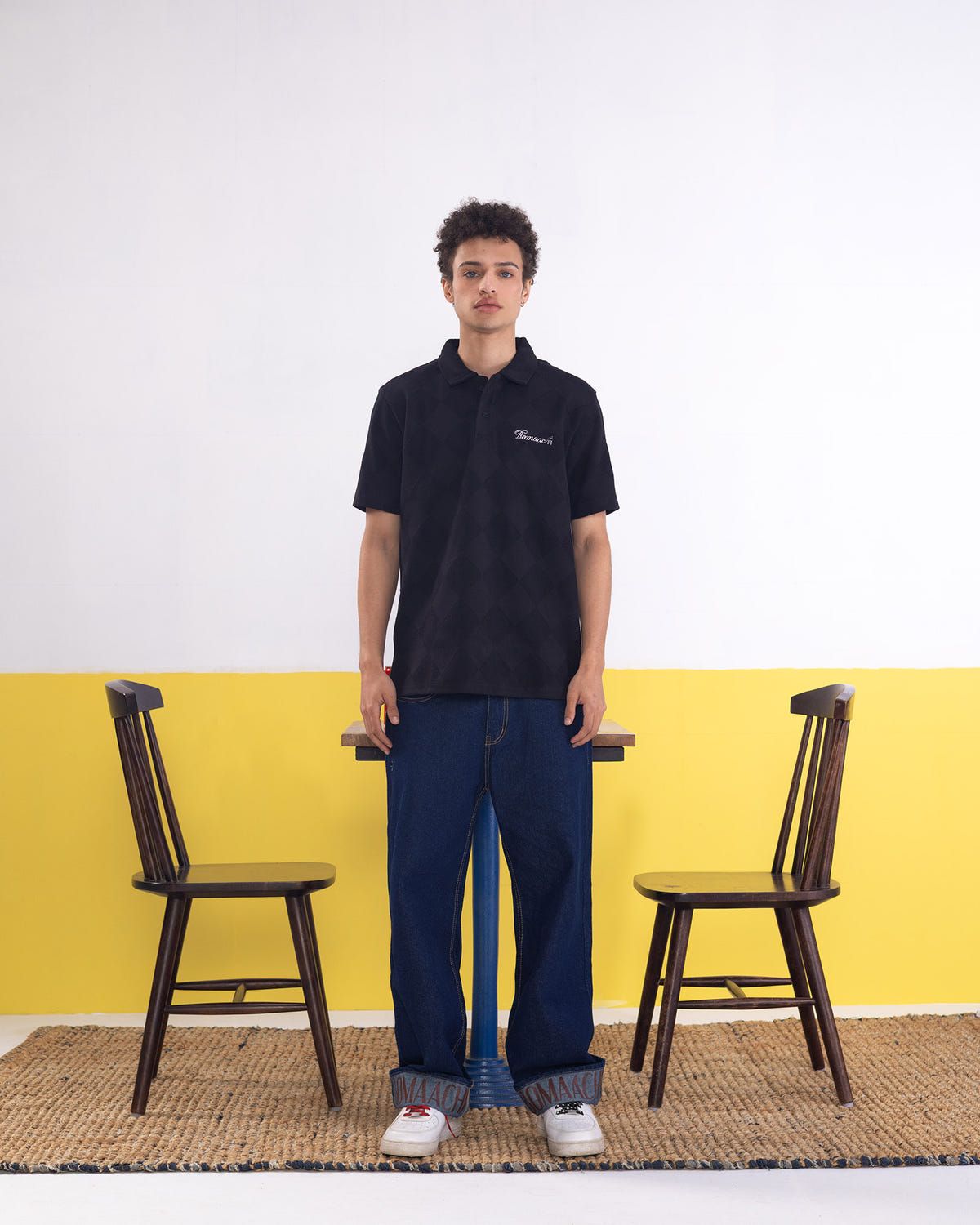 Textured Polo Black T-shirt (Regular Fit) - image 5