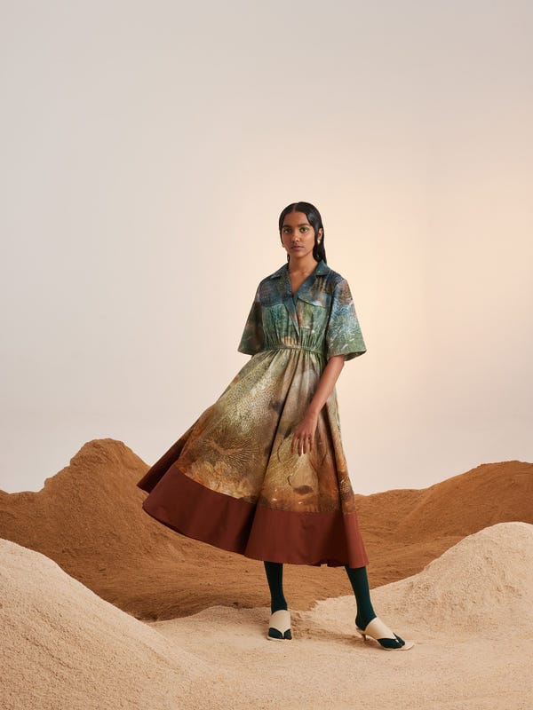 Cord — Print Blocked Dress