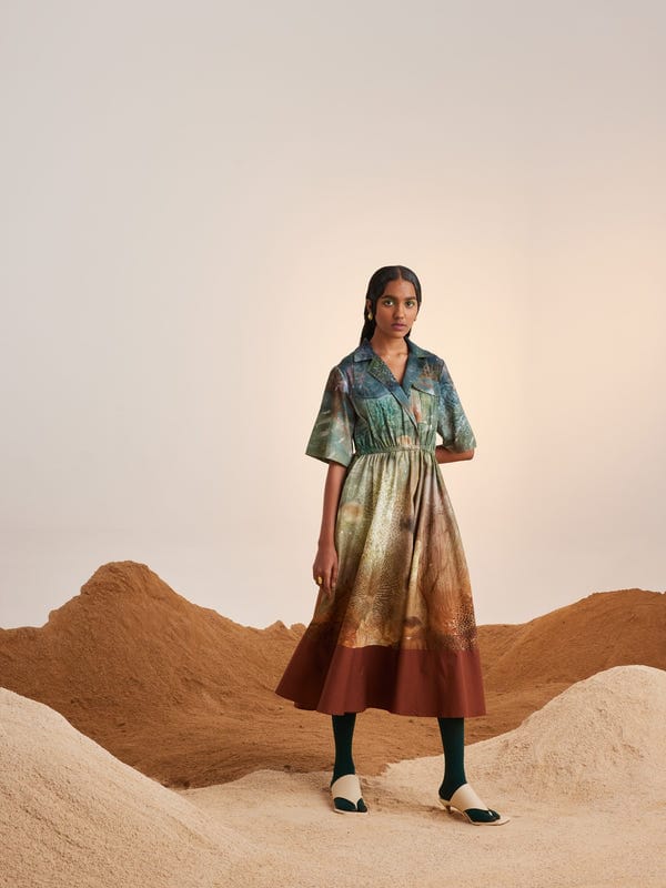 Cord — Print Blocked Dress