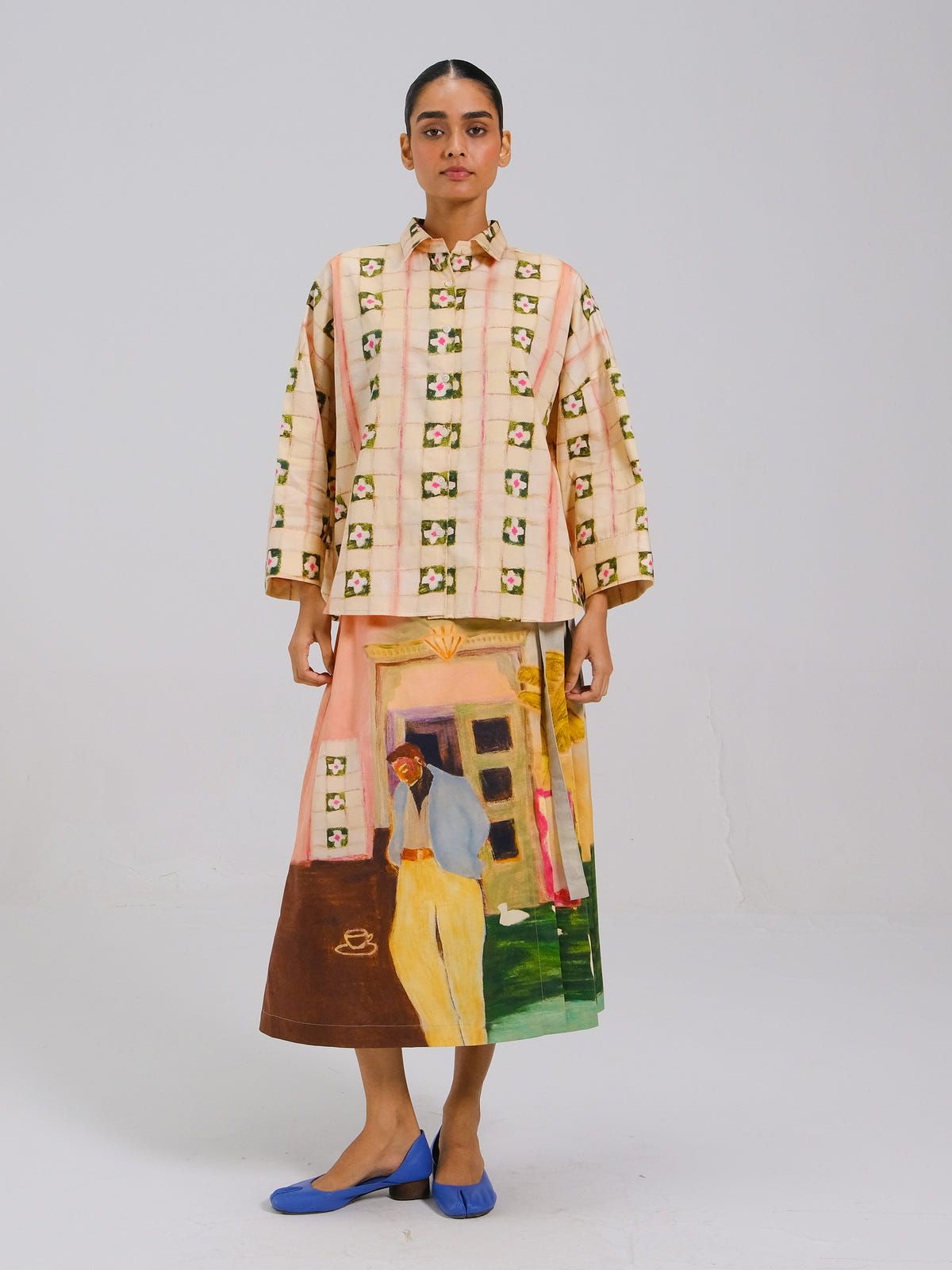 Panel Shirt Set(Panel Shirt + Wrap Skirt) - image 5