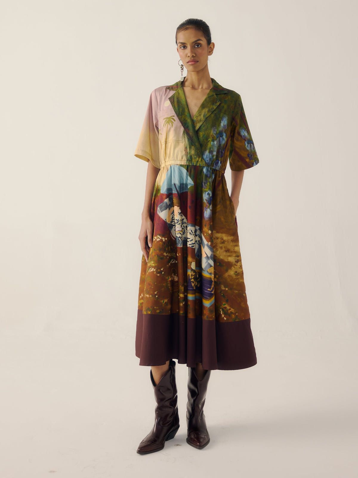 Print Blocked Dress - image 1