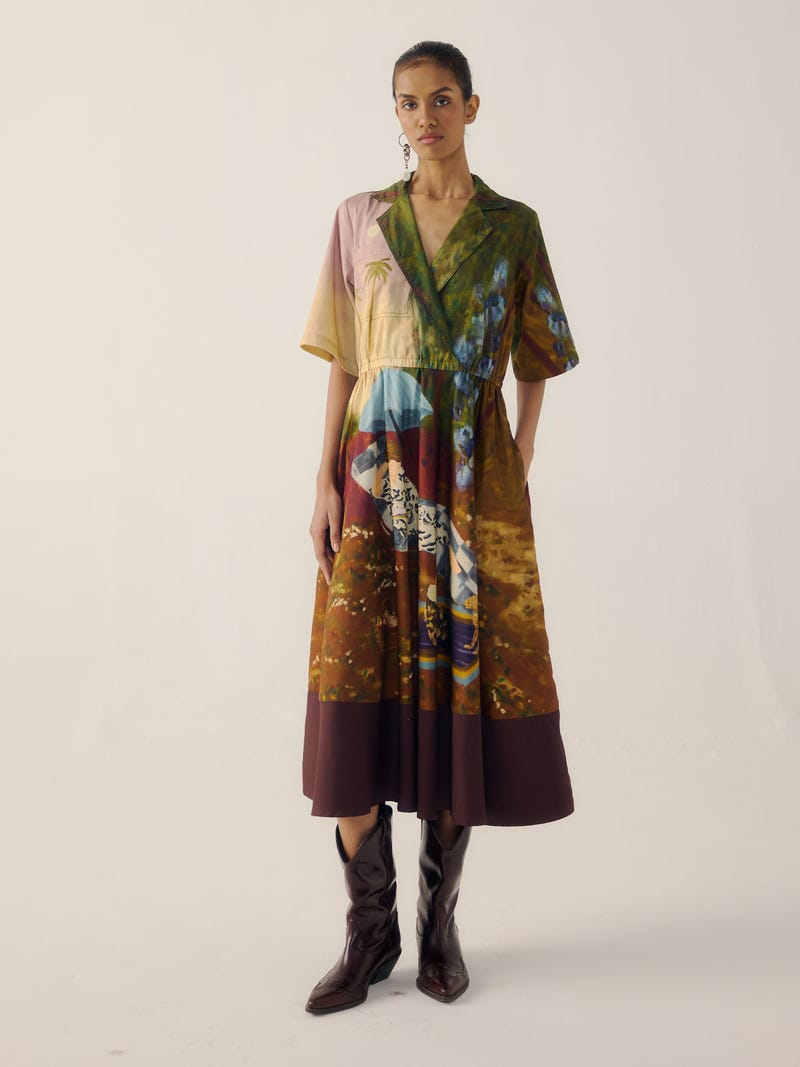 Print Blocked Dress