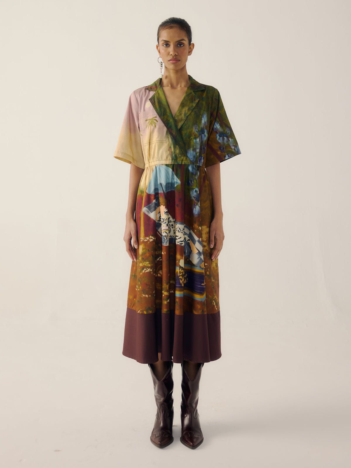 Print Blocked Dress - image 2