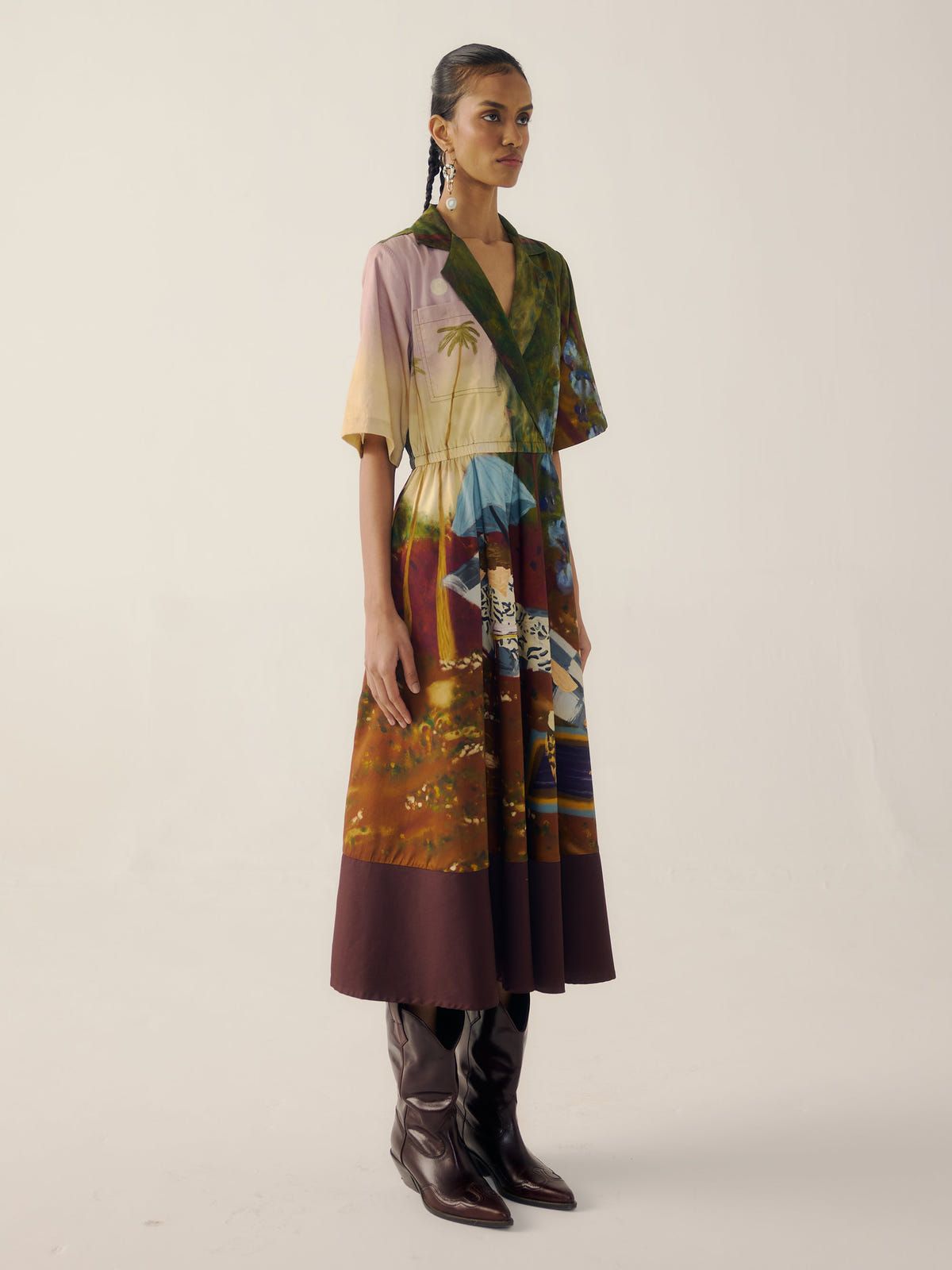 Print Blocked Dress - image 3