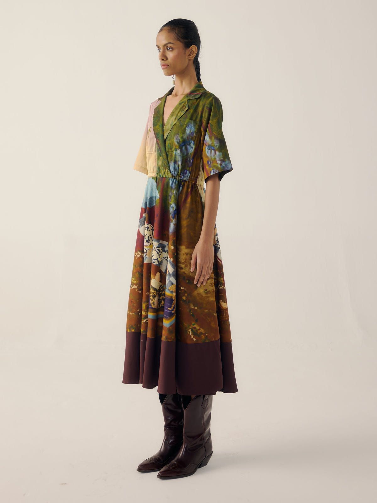 Print Blocked Dress - image 4