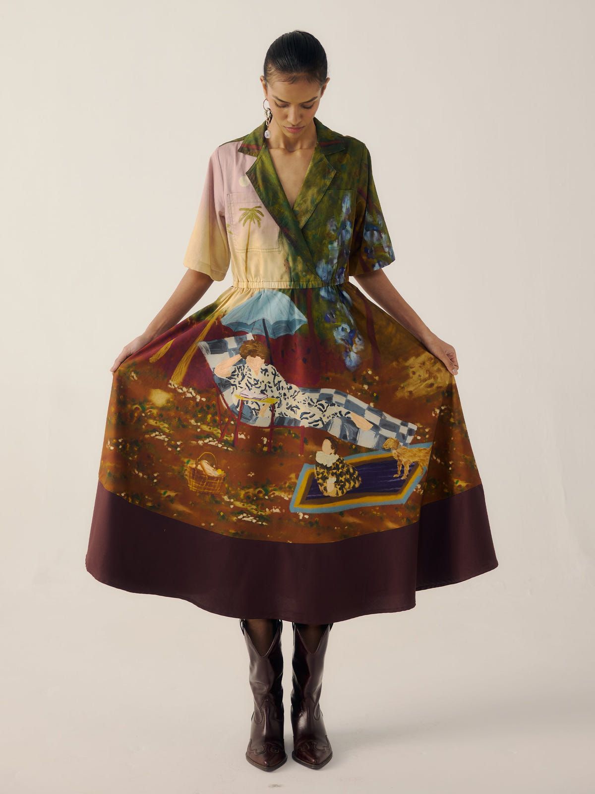 Print Blocked Dress - image 9