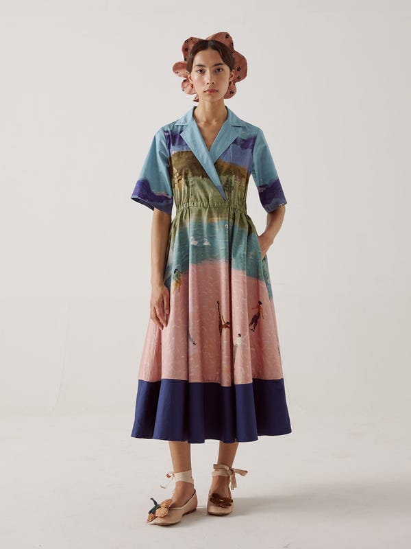 Cord — Print Blocked Dress